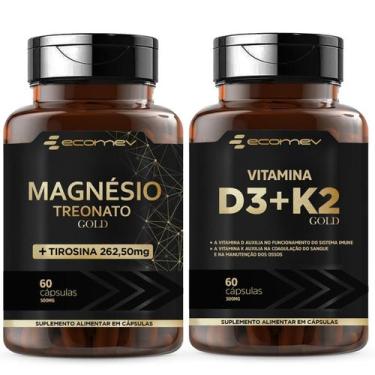 Imagem de Kit Magnesio Treonato  L Tirosina  D3 2.000ui K2 Mk7 149mcg 120cáps Ec