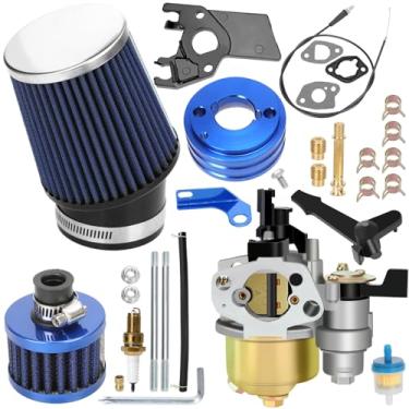 Imagem de YOXUFA Kit adaptador de filtro de ar de carburador atualizado de alto desempenho para Predator 212cc 196cc 6.5hp Motor Coleman CT200U CT200U-EX BT200X GX160 Baja Hammerhead Mini Bike Go Kart Blue Parts.