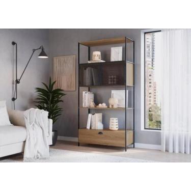 Imagem de Estante 2 Portas 1 Gaveta 90cm York Aço Expandido Industrial Artesano 