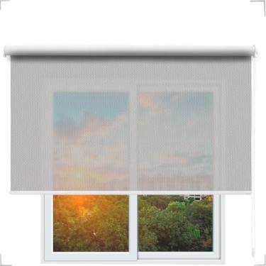 Imagem de Cortina Persiana Rolo Tela solar 1% (SEM BANDÔ) (Cinza - Acabamento Branco, 1,52 (lar) X 1,47 (alt))