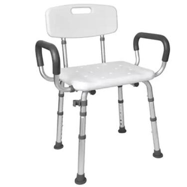 Imagem de Banco Para Banho Idoso Com Encosto e Apoio Para Braços - Até 135Kg - M