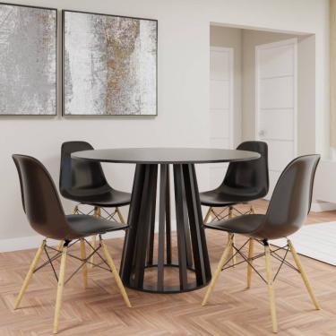 Imagem de Mesa de Jantar Redonda 6 Lugares 120cm em mdf Gabi Preta - Straub Web
