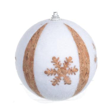 Imagem de Jg 3 bola decorada natalina branca no pvc 10CM