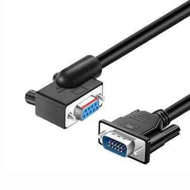 Imagem de RIKYJIC DB9 RS232 Cabo serial de ângulo reto 9 pinos macho para fêmea adaptador de ângulo direito COM Port Cabo de dados Plug and Play para fácil conexão (ângulo fêmea para macho reto, lado pequeno
