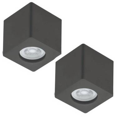 Imagem de Kit 2 Spots Quadrados de Sobrepor Luminária de Teto Preta Zoom Bivolt Sala Quarto Corredor