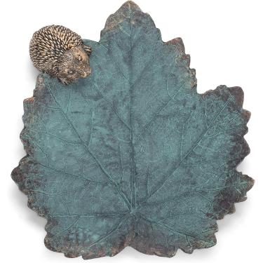 Imagem de Roman Giftware Inc., Garden Collection, 5 cm H Hedgehog ON Leaf Bird Bath, religioso, inspirador, durável (20 x 18 x 5)