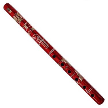 Imagem de Mia Jewel Shop - Flauta de madeira de bambu colorida feita à mão | Padrão de natureza tribal | Gravador nativo para iniciantes, amantes de meditação e música (vermelho)