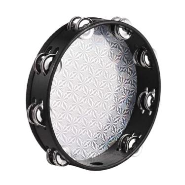 Imagem de Pandeiro Radiante de Madeira, Leve, Portátil, Alto, Melodioso, Jingle para Festas, karaokê, 10 Polegadas, Preto (10 polegadas)