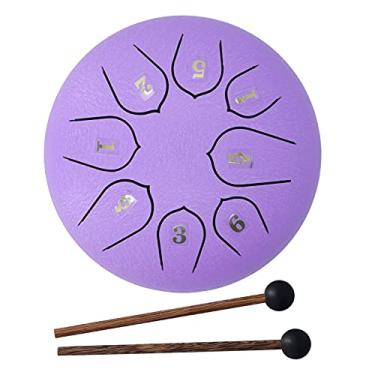 Imagem de Conjunto de bateria de língua de 15 cm, 8 tons com marretas e livro de música - Instrumento de percussão musical ideal para meditação e entretenimento (azul escuro) (roxo)