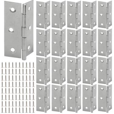 Imagem de Luomorgo Pacote com 20 mini dobradiças de 3 polegadas, dobradiças de aço inoxidável, dobradiças de porta dobrável pequena para caixa de madeira, artesanato (prata)