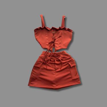 Imagem de Conjunto Plus Size Short Saia Cargo + Cropped Ilhós 0606