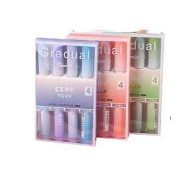 Imagem de Kit com 4 Canetas Marca Texto Pastel – Cores Suaves e Gradientes – Papelaria Criativa, Ideal para Bullet Journal, Estudo, Planner, Agenda e Presentes Fofos (Rosa)