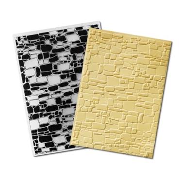 Imagem de DIYology Pasta de gravação de plástico 3D (padrão de tijolos) artesanato de papel de parede de tijolos de plástico impressões texturizadas para fazer cartões scrapbooking 12,7 x 17,8 cm