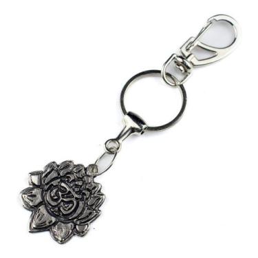 Imagem de Chaveiro Símbolo do OM Na Flor de Lotus 12 cm Metal Níquel - Lua Místi