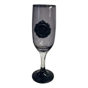 Imagem de Taça Pomba Gira Negra com Rosa Negra 20 cm 150 ml Vidro - Lua Mística 