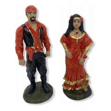 Imagem de Escultura Ciganos Casal Vermelho 15 cm em Resina - Lua Mística - 100% 