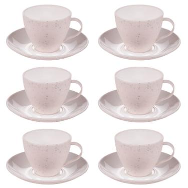 Imagem de Xícara de café com pires 110ml Gourmet marmorizado com 6 unidades Plasutil ref.369