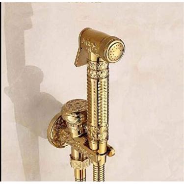 Imagem de CUTPOIY Conjunto de chuveiro de bidê de mão de latão antigo pulverizador de bidê de cobre pulverizador de banheiro lanos torneira bidê pistola de lavatório montado na parede vaso sanitário, suporte de