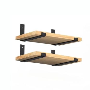 Imagem de Kit 2 Prateleira Industrial Com Mão francesa de ferro invertida Nicho Decoração(30cm X 80cm,Natural)