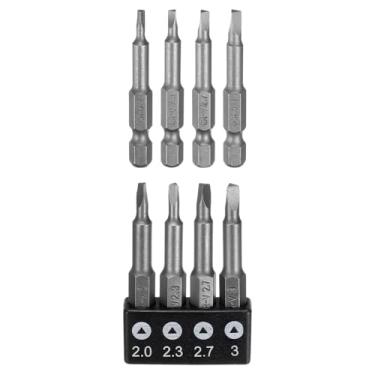 Imagem de HARFINGTON 4 peças de pontas de chave de fenda magnética triangular 2.0 2.3 2.7 3 3.0 1/10.2 cm haste sextavada 5 cm de comprimento brocas elétricas em formato especial com suporte de broca