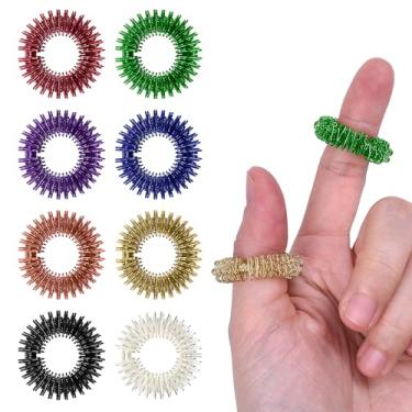 Imagem de Wisdompro 16 peças de anéis sensoriais pontiagudos para crianças e adultos, homens e mulheres, 8 cores