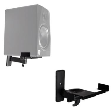 Imagem de Par de suportes para alto-falante Rockville RHSB8 com suporte giratório de parede para home theater, preto