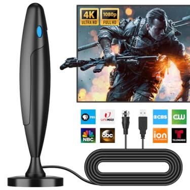 Imagem de Antena de TV para Smart TV, antena de TV interna e externa, antena HD de recepção de longo alcance, antena de TV digital suporta 4k, 1080p para canais locais de Smart TV