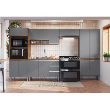 Imagem de Cozinha Modulada 5 Peças Athena Freijó Cinza Megasul - IRM