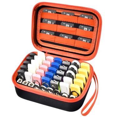 Imagem de Estojo para pen drive USB, pen drive, cartão de memória SD SDXC SDHC SDHC, bolsa de armazenamento de acessórios eletrônicos para SanDisk/SamData/Samsung/Memory Stick/YubiKey – Zíper laranja (apenas