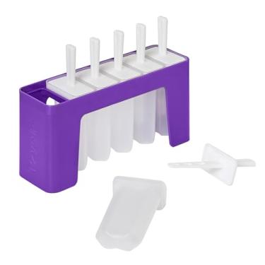 Imagem de Tovolo Moldes de picolé ondulados de silicone com bandeja (roxo real) - moldes de picolé com 6 cavidades para picolés caseiros e lanches congelados - Máquina de picolé com protetores de gotejamento,