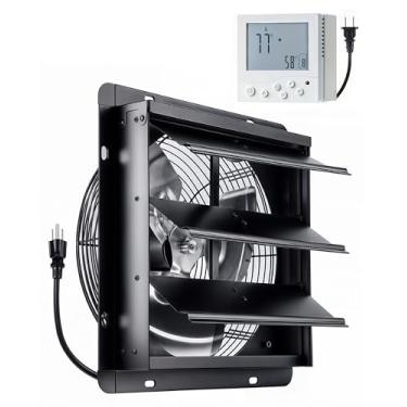 Imagem de InoKraft Exaustor de obturador com painel de controle sem fio, ventilador de sótão de montagem na parede de 40 cm com controlador de temperatura, 2800 CFM, 8 velocidades ajustáveis, ventilação para