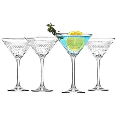 Imagem de binsakao Conjunto de 4 copos de Martini - Copos de Martini com haste de cristal 200 ml - Copos cupê premium - Copos de coquetel modernos para festas, presentes, inauguração de casa, casamentos