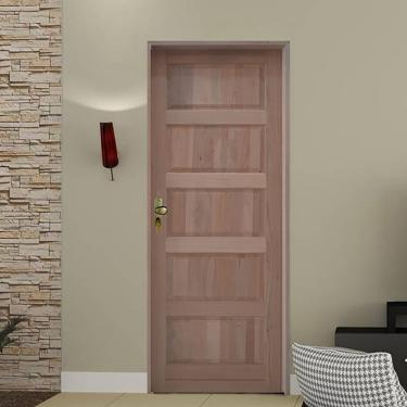 Imagem de Kit Porta De Madeira 210X92Cm Batente 14Cm Fechadura Taco De Golf Externa Trento Tauari