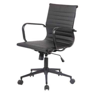 Imagem de Cadeira Giratória Baixa Office Sevilha Esteirinha Rivatti Em Pu Preto Aço Preto Base Rodízio