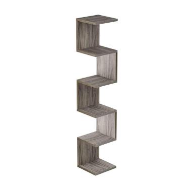 Imagem de Prateleira De Canto Lyra 5 Nichos Decorativos Nogal Para Sala Quarto Livros
