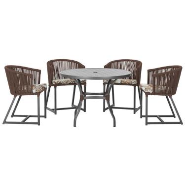 Imagem de Mesa Com 4 Cadeiras E Noronha Estofado 6 Trama Original Marrom