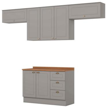 Imagem de Cozinha Modulada 5 Pecas 280cm Americana Cinza Nature Henn