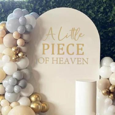 Imagem de A Little Piece of Heaven Placa de decalque de festa de chá de bebê, decoração de chá de bebê com tema do céu, suprimentos de decoração de festa revelação de gênero, adesivos de vinil para decoração de