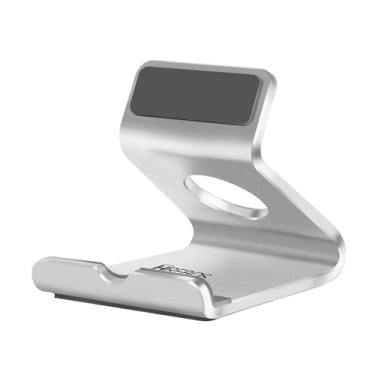 Imagem de Suporte de Mesa Para Celular ou Tablet Portátil Metal em Alumínio Reforçado Base Antiderrapante Escritório