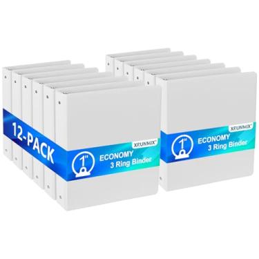 Imagem de Fichários econômicos de 3 anéis, 2,5 cm, anéis redondos, capacidade para 200 folhas, visualização de apresentação ClearVue, antiaderente, branco (12)