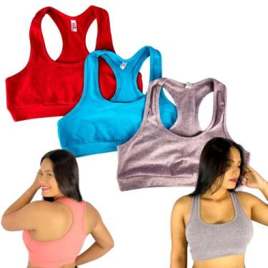 Imagem de Kit 3 Top fitness sem Bojo nadador academia imperdível - Sol Magazine,