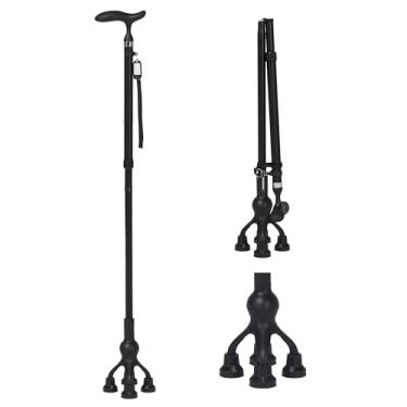 Imagem de Careboda Bengala Dobrável, Com Altura Ajustável, Alça Em T Para Ficar Pé, Ideal Idosos E Adultos, Auxílio Mobilidade Vida Diária, Suporta Até 136 Kg, Preta