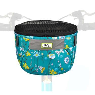 Imagem de Remobia Hicol Cesta de bicicleta infantil, bolsa durável para bicicleta e scooter, bolsa de guidão de bicicleta de tecido impermeável para meninos, meninas, crianças pequenas com aba de malha com