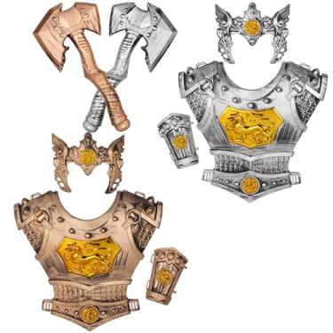 Imagem de Power Ling CC Conjunto de 8 peças de armadura de fantasia de cavaleiro medieval LARP inclui máscara de vambraço Tomahawk Peitoral para dramatização