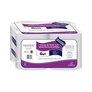 Imagem de Papel Toalha Bobina GURI, 20cm x 200 metros, Auto-Corte, 4 rolos