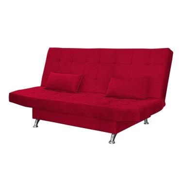 Imagem de Sofá Cama Casal Com Almofadas Rivera Suede Vermelho