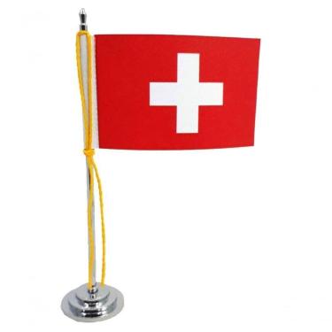 Imagem de Mini Bandeira De Mesa Da Suiça15 Cm Poliéster