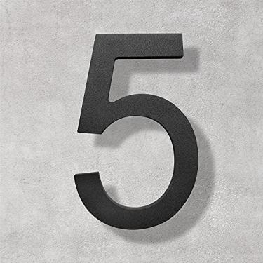 Imagem de BetLight Números de casa de 12 cm de altura - Número de endereço residencial flutuante de aço inoxidável à prova de ferrugem, acabamento preto fosco elegante (número 5)