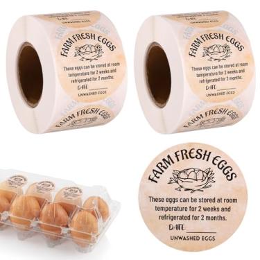 Imagem de 1000 adesivos de tâmaras de ovos frescos da fazenda, etiquetas redondas de 5 cm para ovos não lavados, etiquetas de embalagem autoadesivas para pequenas empresas
