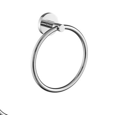 Imagem de Conjunto de espelho cromado para banheiro - Toalheiro, porta-lenços, prateleira de vidro com saboneteira - Acessórios modernos de 6 peças, porta-toalhas